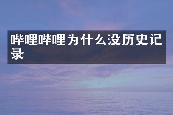 哔哩哔哩为什么没历史记录