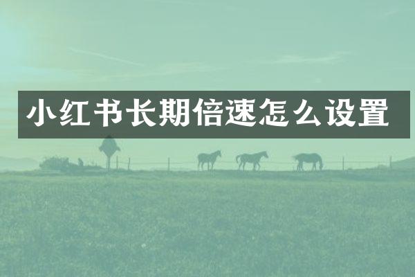 小红书长期倍速怎么设置