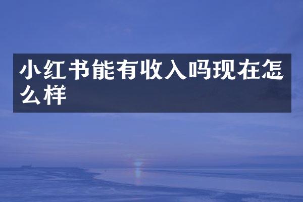 小红书能有收入吗现在怎么样