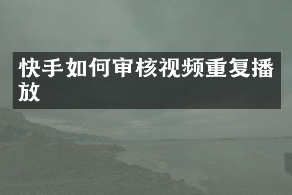 快手如何审核视频重复播放