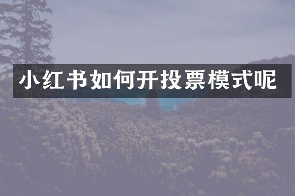 小红书如何开投票模式呢