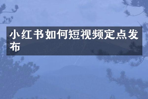小红书如何短视频定点发布