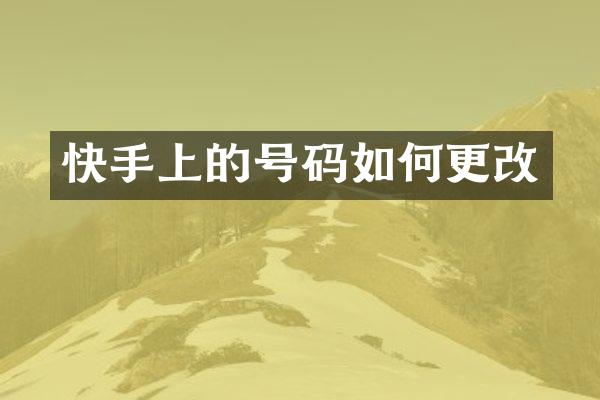 快手上的号码如何更改