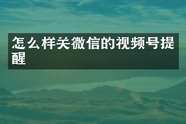 怎么样关微信的视频号提醒