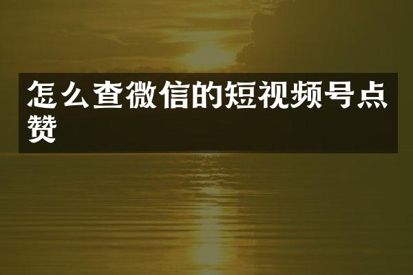 怎么查微信的短视频号点赞