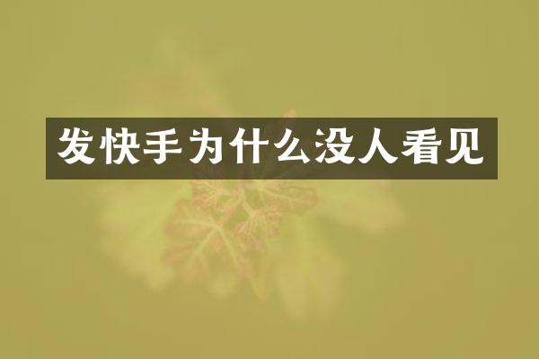 发快手为什么没人看见
