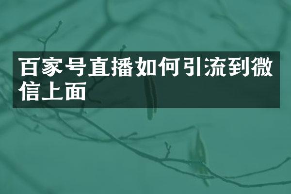 百家号直播如何引流到微信上面