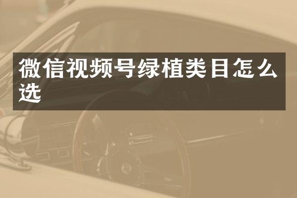 微信视频号绿植类目怎么选