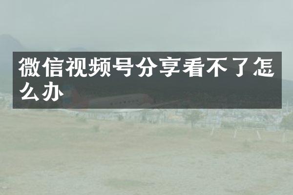 微信视频号分享看不了怎么办