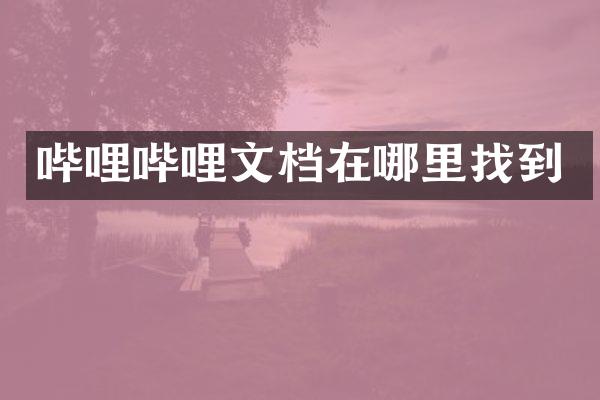 哔哩哔哩文档在哪里找到