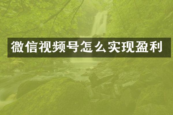 微信视频号怎么实现盈利