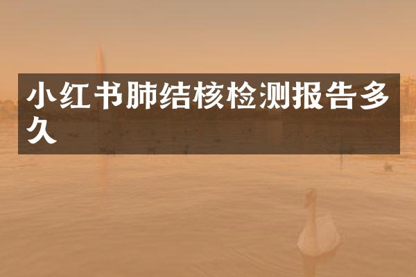 小红书肺结核检测报告多久