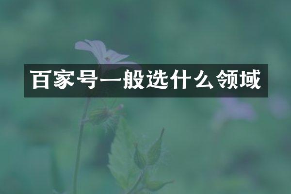 百家号一般选什么领域