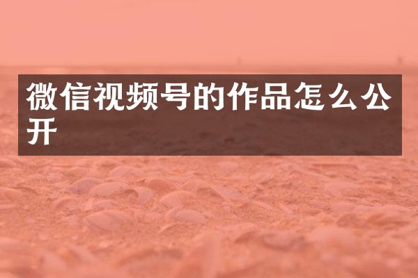 微信视频号的作品怎么公开