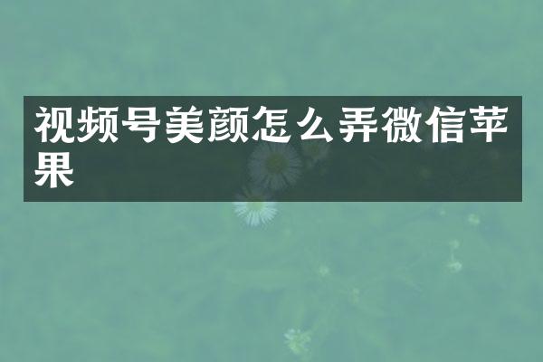 视频号美颜怎么弄微信苹果