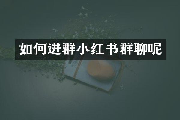 如何进群小红书群聊呢