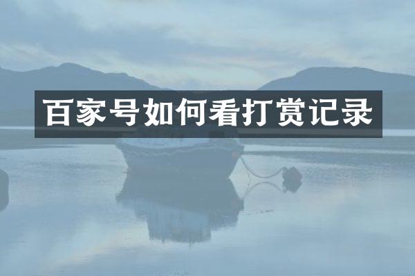 百家号如何看打赏记录