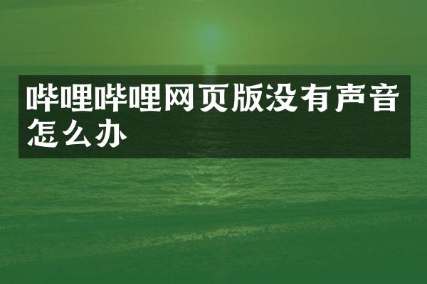 哔哩哔哩网页版没有声音怎么办