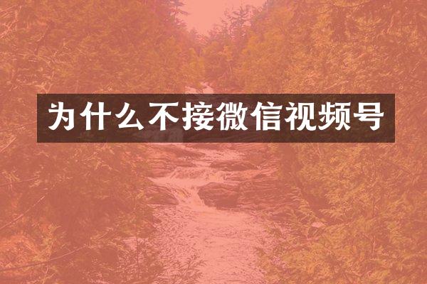 为什么不接微信视频号