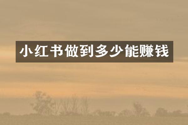 小红书做到多少能赚钱