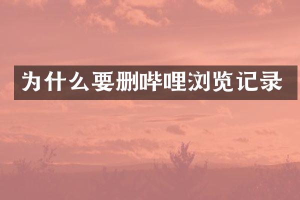 为什么要删哔哩浏览记录