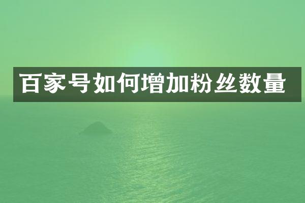 百家号如何增加粉丝数量