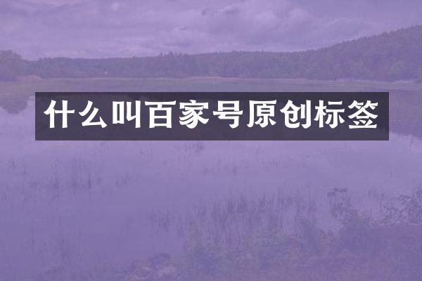 什么叫百家号原创标签