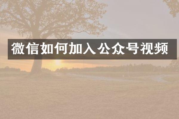 微信如何加入公众号视频