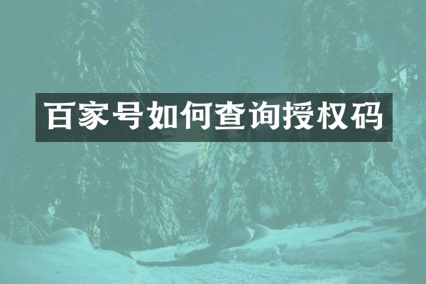 百家号如何查询授权码
