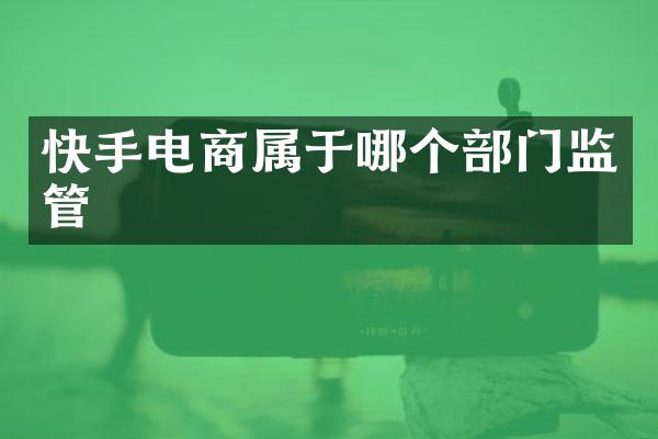 快手电商属于哪个部门监管