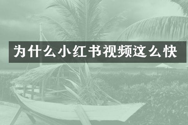为什么小红书视频这么快