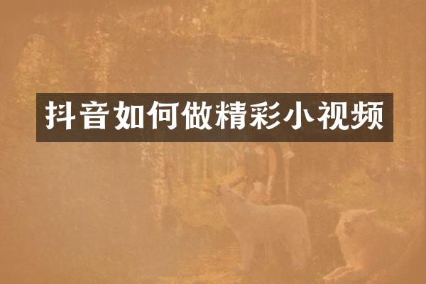 抖音如何做精彩小视频