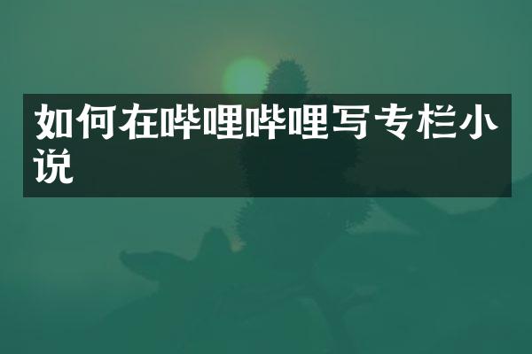 如何在哔哩哔哩写专栏小说