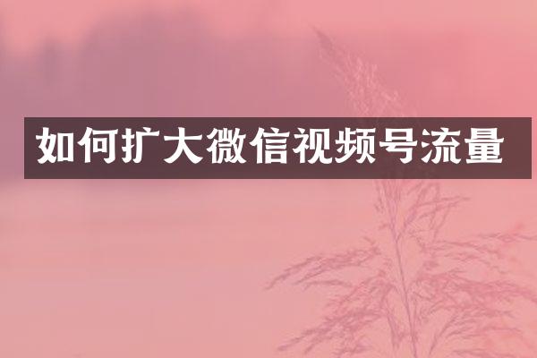 如何扩大微信视频号流量