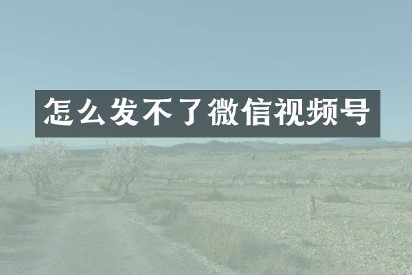 怎么发不了微信视频号
