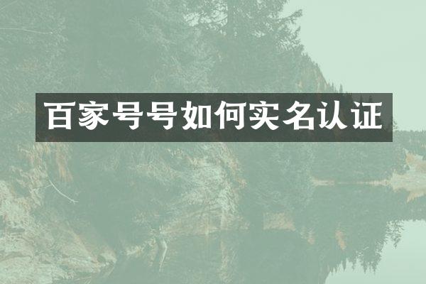 百家号号如何实名认证