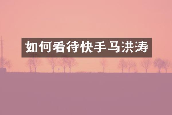 如何看待快手马洪涛