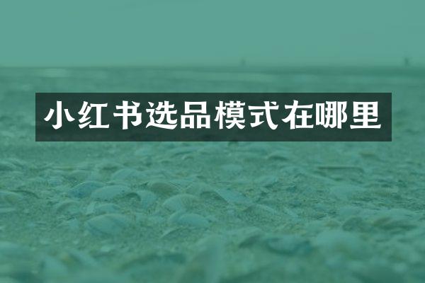 小红书选品模式在哪里