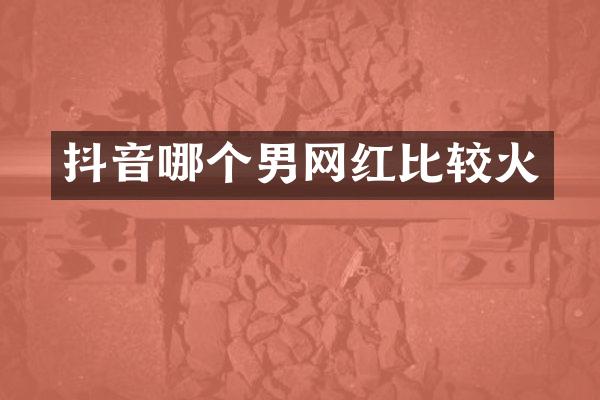 抖音哪个男网红比较火