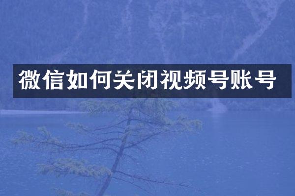 微信如何关闭视频号账号