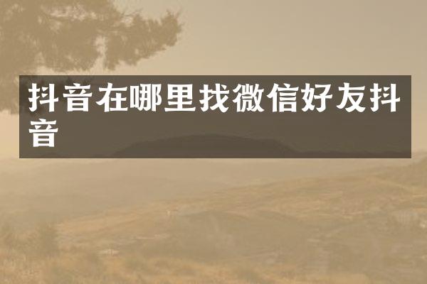 抖音在哪里找微信好友抖音