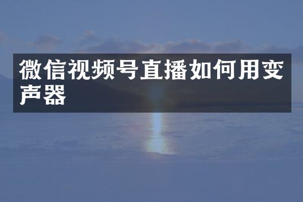 微信视频号直播如何用变声器