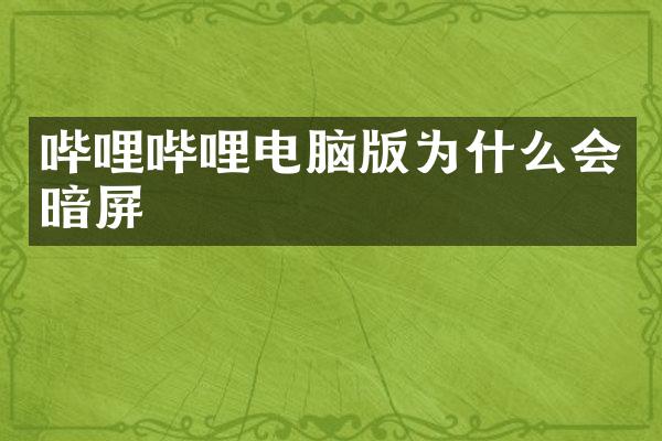 哔哩哔哩电脑版为什么会暗屏