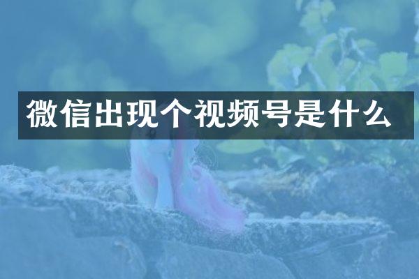 微信出现个视频号是什么