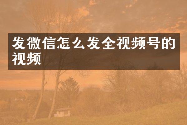 发微信怎么发全视频号的视频
