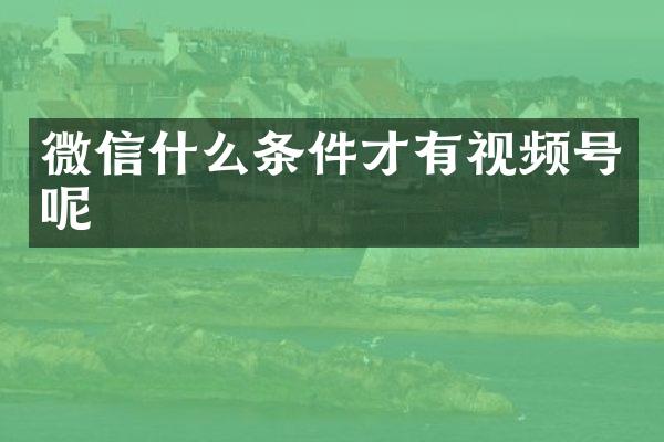 微信什么条件才有视频号呢