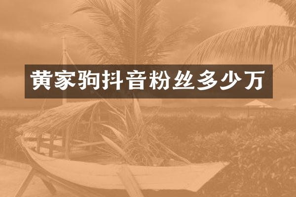 黄家驹抖音粉丝多少万