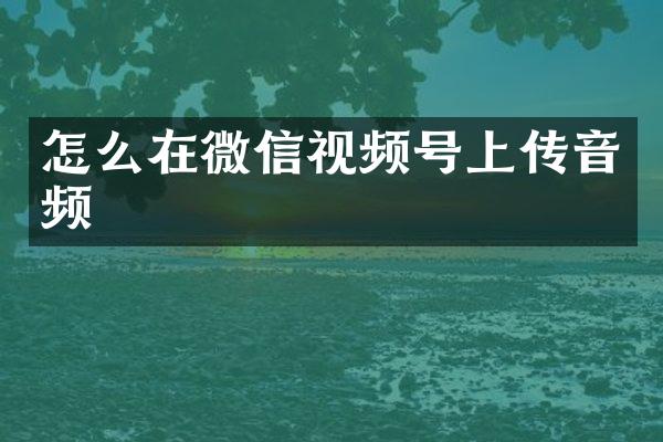 怎么在微信视频号上传音频