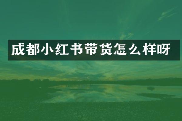 成都小红书带货怎么样呀