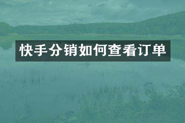 快手分销如何查看订单